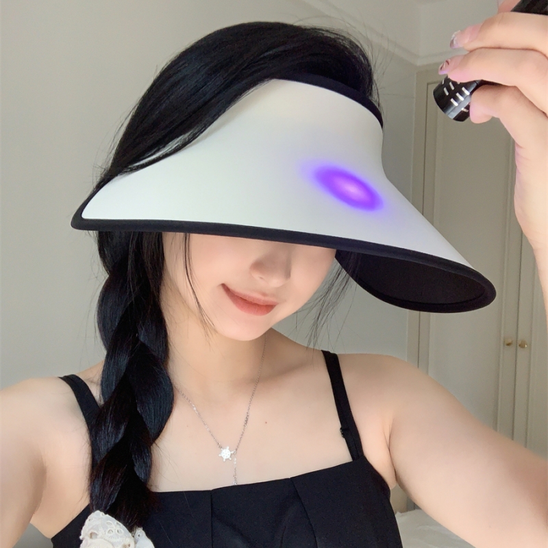 一秒入夏~冰丝一体无痕大檐空顶遮阳帽女新款黑胶防紫外线防晒帽 - 图0