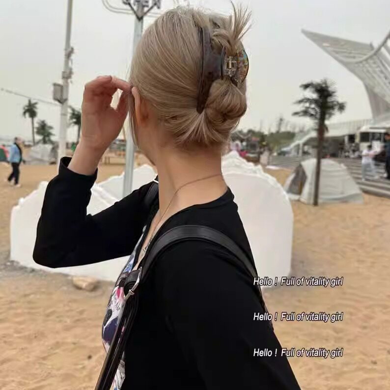 一起去海边看日出吧~韩系简约百搭醋酸抓夹盘发鲨鱼夹发饰女ins