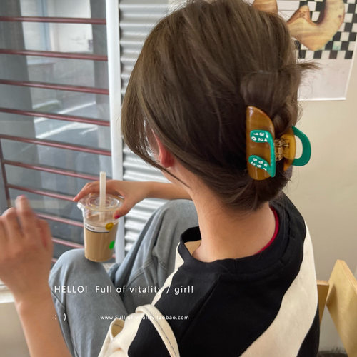周扬青同款ins豹纹抓夹小众设计高级感后脑勺鲨鱼夹发卡发饰女 - 图2