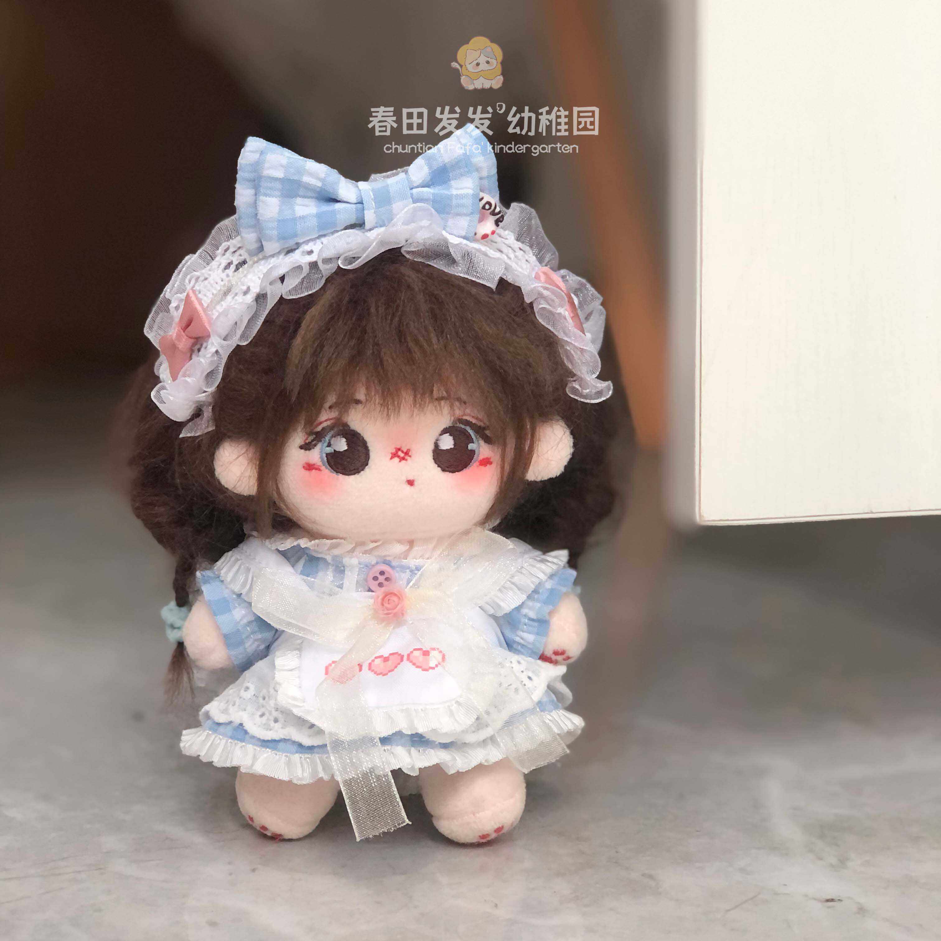 娃衣10cm棉花娃娃公仔蓝色格子发带裙子围裙三件套公主裙替换衣服,淘宝优惠券,粉丝福利购,淘宝优惠卷