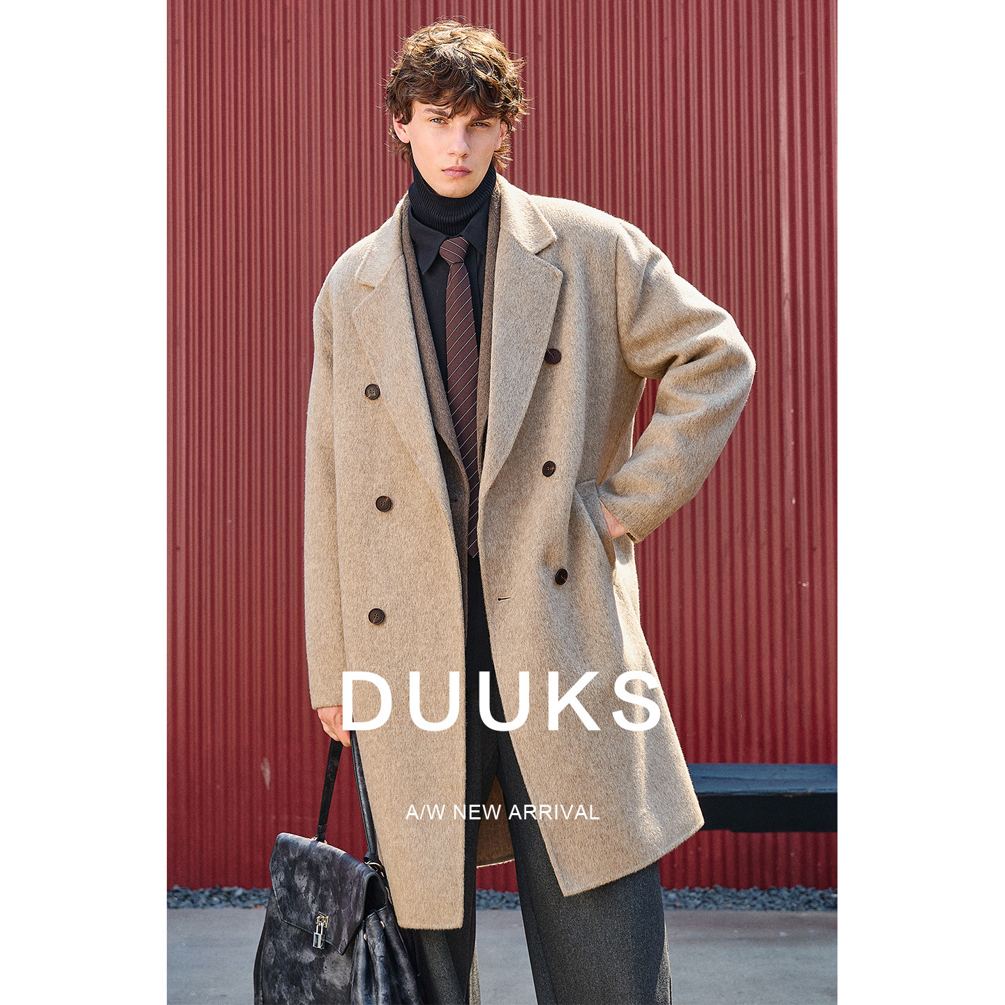 假两件100%羊毛呢子大衣男士中长款秋冬季韩版绒双面呢外套,淘宝优惠券,粉丝福利购,淘宝优惠卷