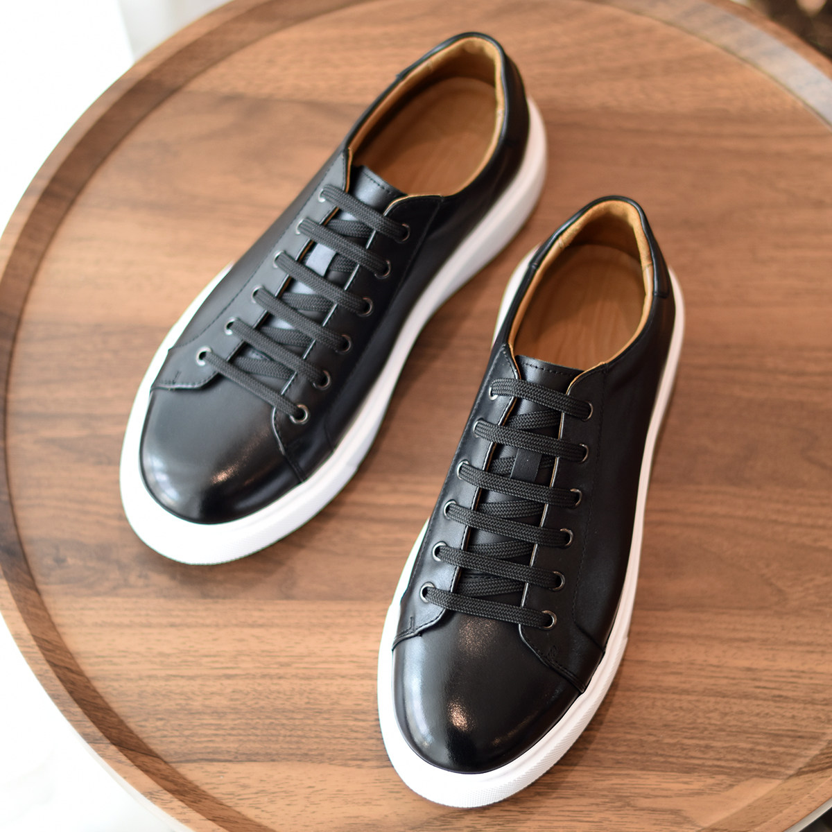 /靓仔出街/英伦复古手工小黑鞋真皮休闲运动鞋潮流厚底板鞋男黑色,淘宝优惠券,粉丝福利购,淘宝优惠卷