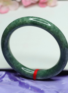 眷钰 直播代发缅甸翡翠满绿圆条手镯玉镯子玉石玉器礼FC1072549