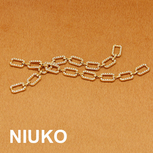 NIUKO 超长闪钻时尚金属链条加长服装辅料水钻配饰品箱包链子扣圈 - 图1