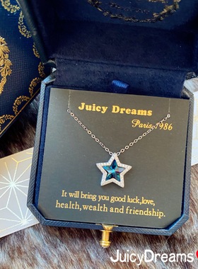 设计师dreams海蓝之星成真银项链