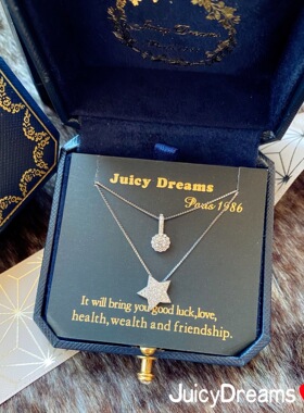 法国双层水晶幸运星925银项链