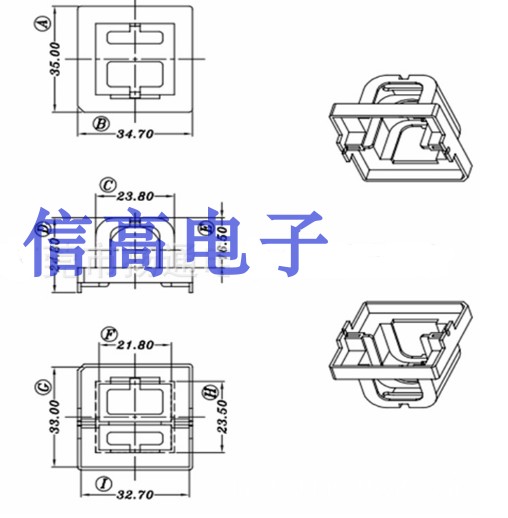 EC3435ER3435干式变压器磁芯ETD34骨架卧式双槽6+6带外壳