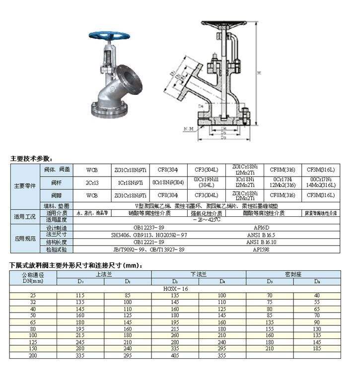 201/304L不锈钢上展式放料阀反应釜底放料阀门/Y型截止阀HG-89-1