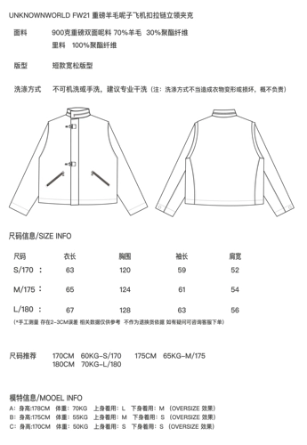 Неизвестный мир FW21 Тяжелая шерстяная шерстяная пряжка на молнии