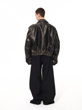 11PRODUITS ເສື້ອໜັງ eco-leather silhouette ທົນທານຕໍ່ສີທີ່ລ້າງອອກດ້ວຍ elastic hem padded jacket