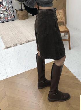 韩系秋冬季灯芯绒阔腿五
