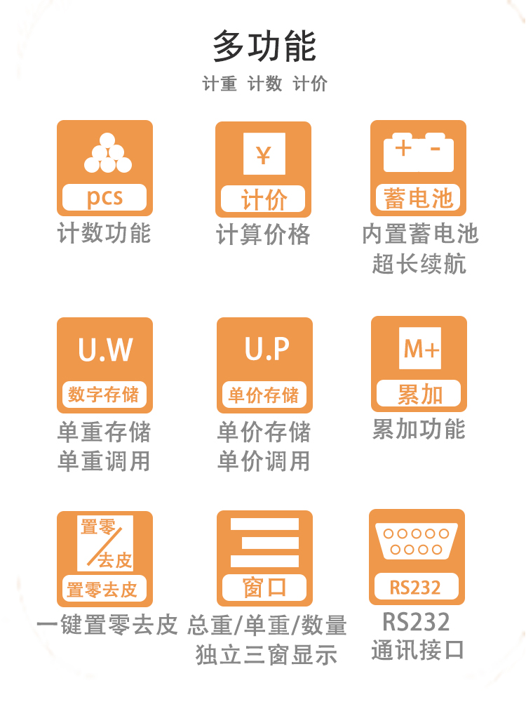 爱华电子计重计数秤不锈钢串口TCS-60A-JS/60kg高精度台秤地磅 - 图0