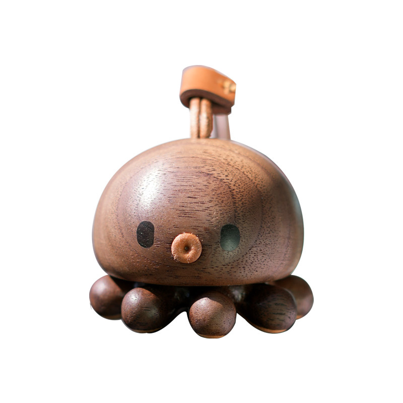 章鱼香氛车载香薰车用香水车内精油汽车香薰摆件挂件实木创意可爱