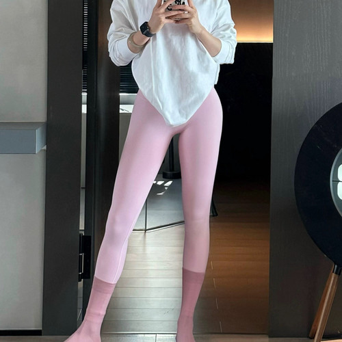 【三段式中腰】dfy瑜伽裤欧美无缝紧身健身裤女提臀外穿运动长裤 - 图2