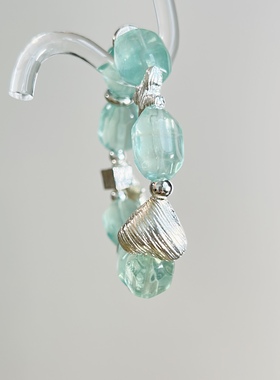 【碧海蓝空】天然水晶绿萤石随行设计款手串清新单圈