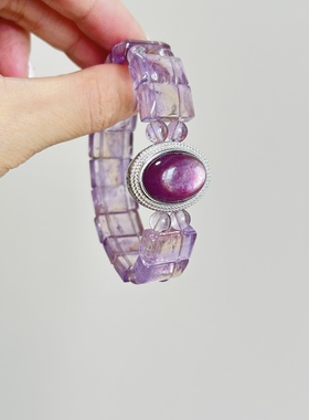 紫水晶手牌紫里云母蛋面单圈设计款