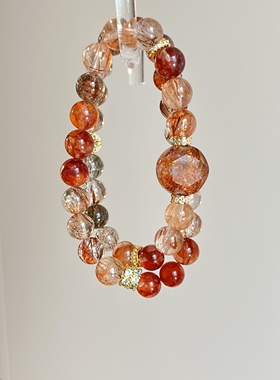 【璀璨星河】天然黑金标七水晶手串幽灵蛋面双圈奢华精致设计款