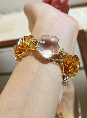 天然黄水晶手串新中式轻奢小众精致闺蜜礼物送女友