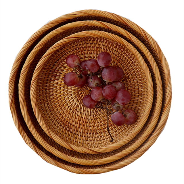 Vietnam imported pure handmade rattan woven storage tray
