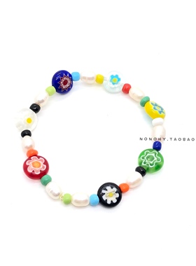 赵露思同款彩色琉璃天然淡水珍珠