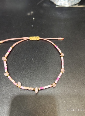 AC原创多色彩色珠天然碎石编织串珠手链环圈可叠戴时尚新中饰品潮