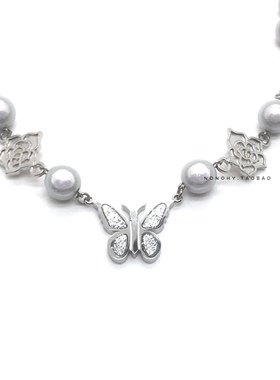 张艺兴街舞同款国潮银光蝴蝶项链