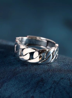 泰剧 爱填满空白 faye yoko同款戒指钛钢麻花链条戒环圈可调节