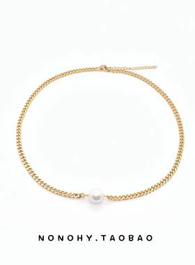 BKPP同款钢链珍珠项链