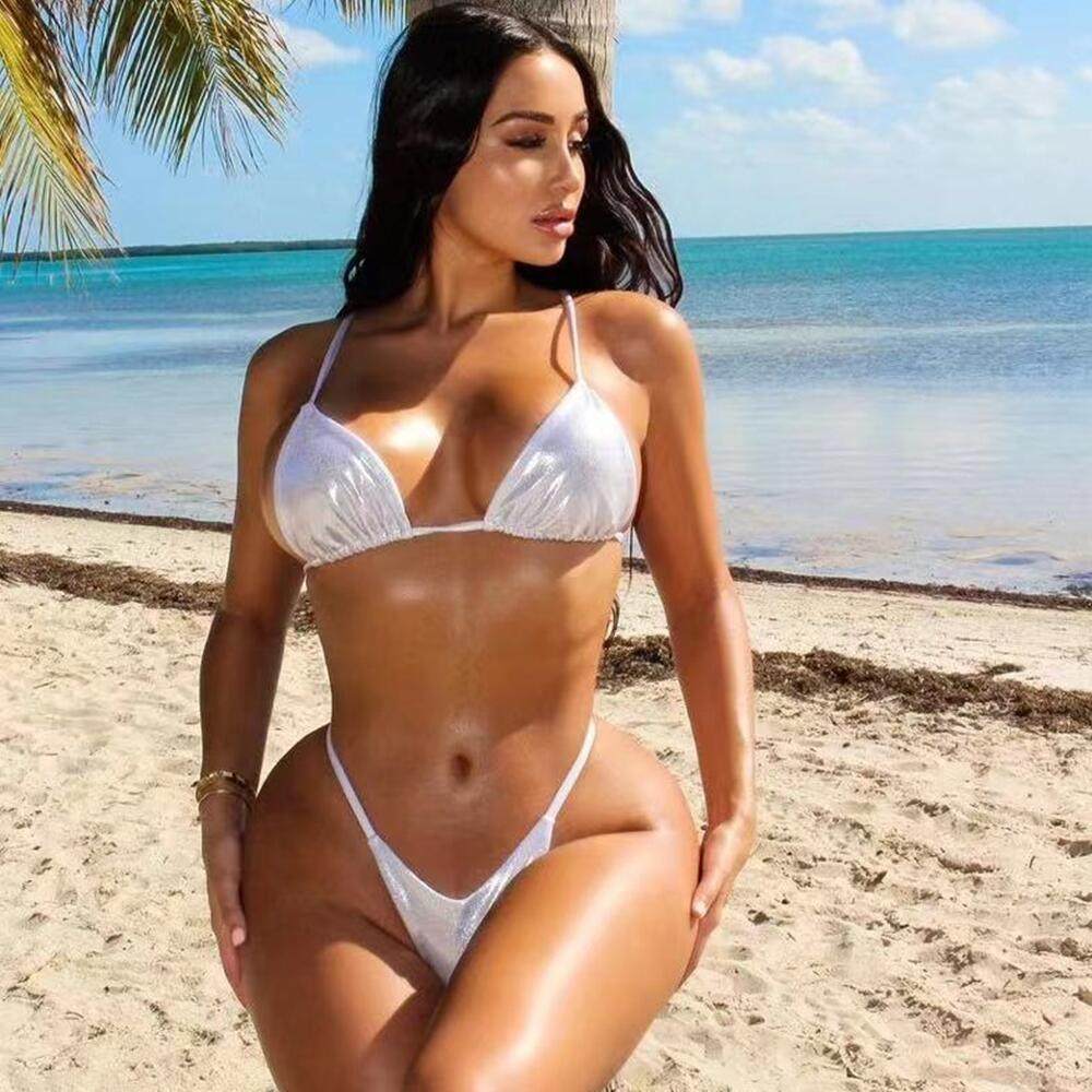 比基尼泳衣女性感三点式新款欧美度假纯色丁字裤低腰时尚沙滩泳装,淘宝优惠券,粉丝福利购,淘宝优惠卷