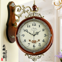 Eurostyle Living room hanging bell Double sided fashion solid wood Two sides art mute clock clock home creative personality hanging watch