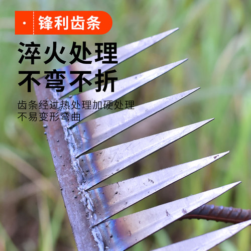 农用工具耙子搂草铁耙子多功能钢扒子钉耙除草搂草松土铁耙子抓草 - 图2