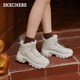 斯凯奇蜜糕鞋冬女黑色老爹鞋高帮鞋厚底增高鞋休闲运动鞋保暖棉鞋