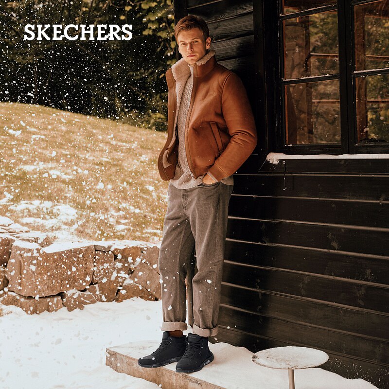 斯凯奇冬季男脚宽脚胖雪地靴加绒保暖休闲运动鞋冬靴耐磨户外棉鞋