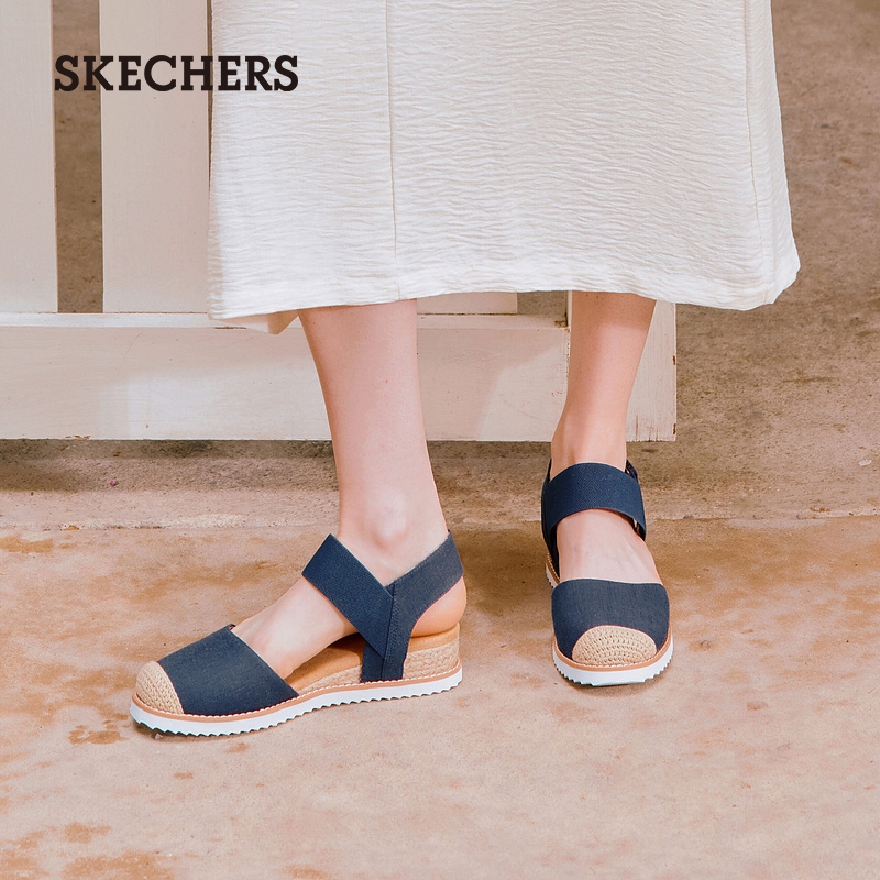 Skechers斯凯奇2024年夏季新款女鞋复古低帮包头编织凉鞋休闲凉拖