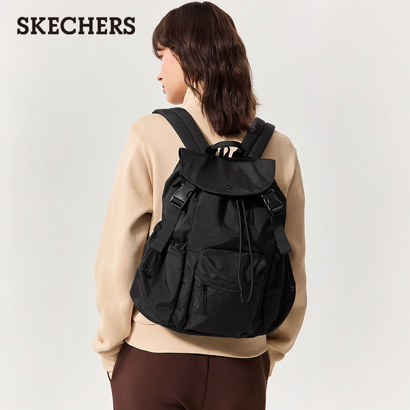 Skechers backpack women's large-capacity outdoor travel bag lightweight sports bag commuter fitness bag versatile bag