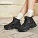 斯凯奇蜜糕鞋冬女黑色老爹鞋高帮鞋厚底增高鞋休闲运动鞋保暖棉鞋