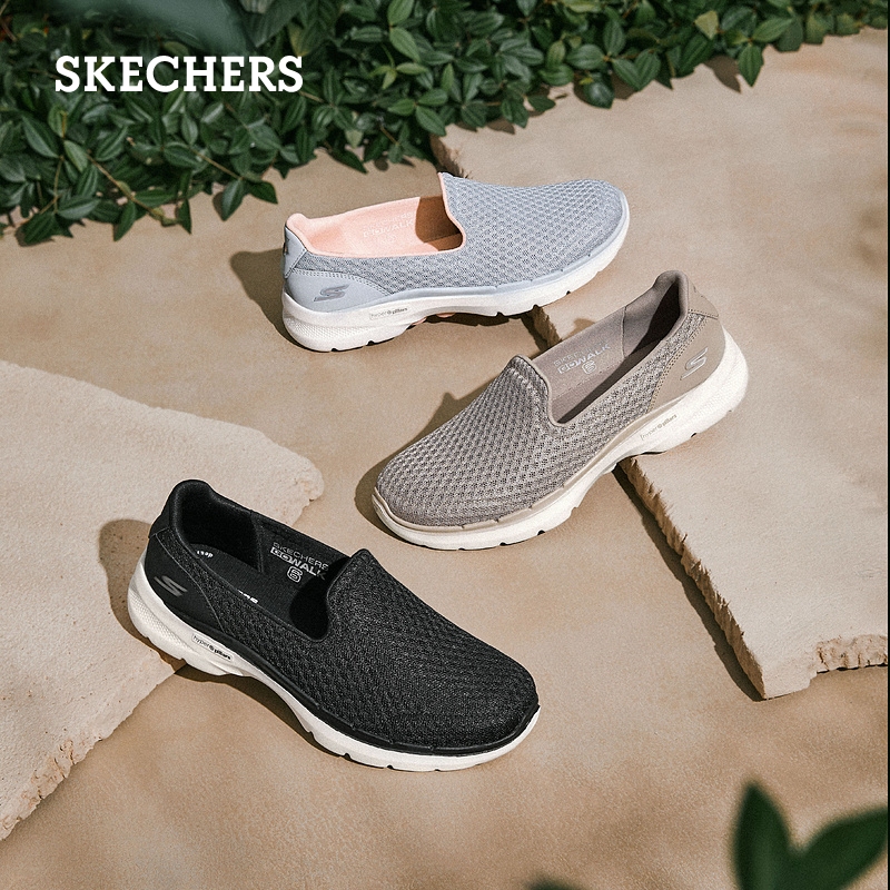 Skechers斯凯奇秋季女鞋浅口一脚蹬休闲鞋轻便透气妈妈鞋懒人鞋