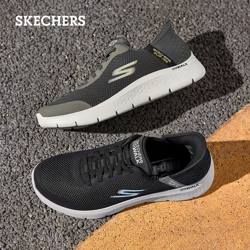 【闪穿鞋】Skechers斯凯奇slip ins系列夏季新款男鞋一脚蹬健步鞋 - 图1