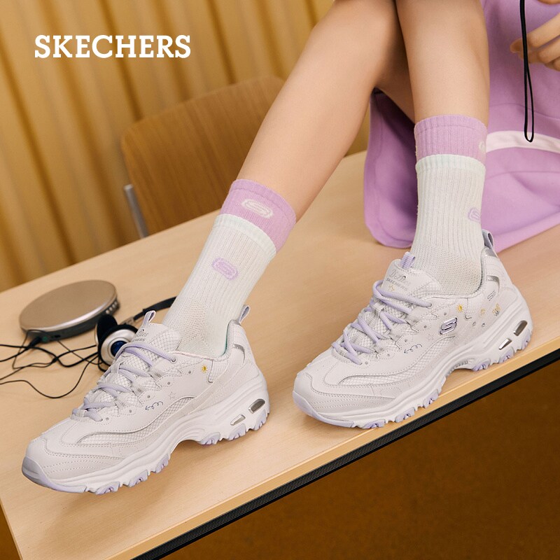 skechers花心熊优雅刺绣印花女鞋 skechers时尚休闲鞋