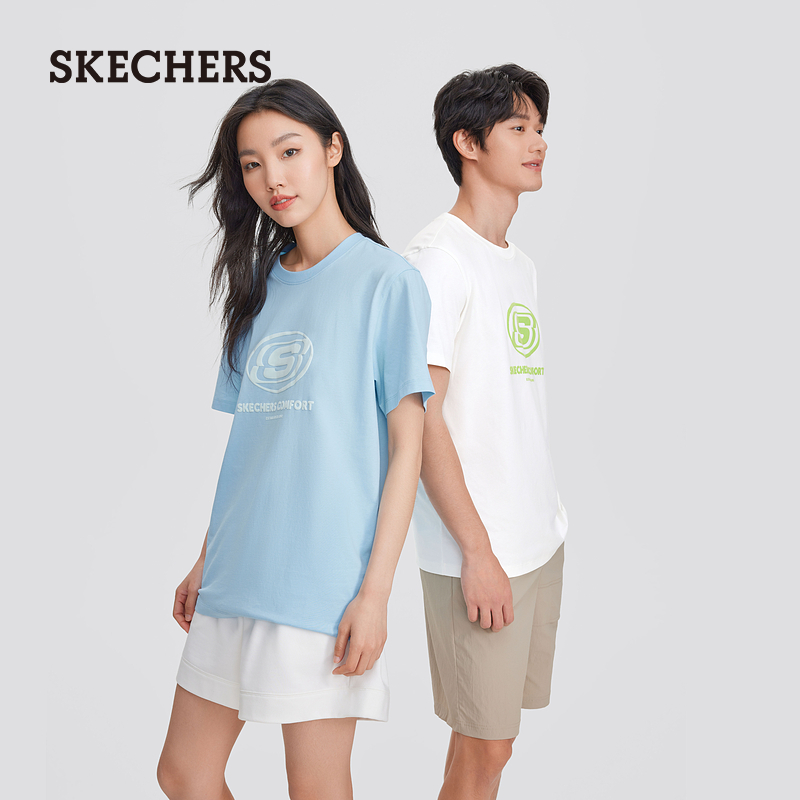 【成毅同款】Skechers斯凯奇2024年夏季新款男女同款T恤透气短袖-图1