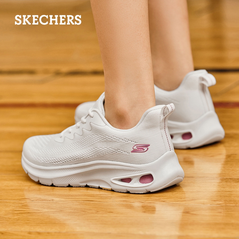 Skechers斯凯奇小白鞋夏季女鞋白色运动鞋网面透气休闲鞋跑步鞋