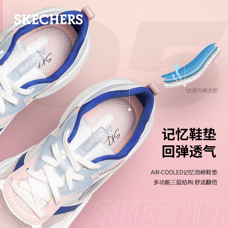 【薄如蝉翼】Skechers斯凯奇夏季女鞋陨石鞋老爹鞋网面透气运动鞋-图2