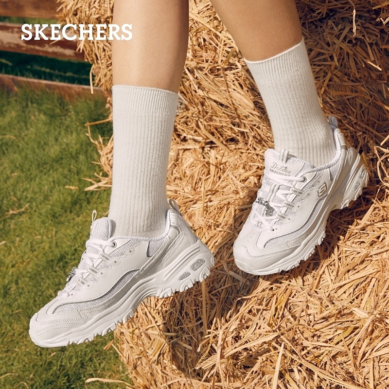 【520礼物】Skechers斯凯奇钻石熊熊猫鞋女鞋夏小白鞋增高运动鞋 - 图3