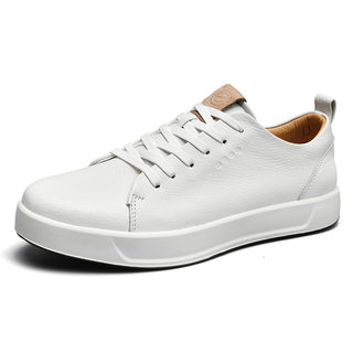 Autumn new men's shoes, genuine leather casual leather shoes, versatile and breathable men's white shoes, trendy sports sneakers, flat shoes