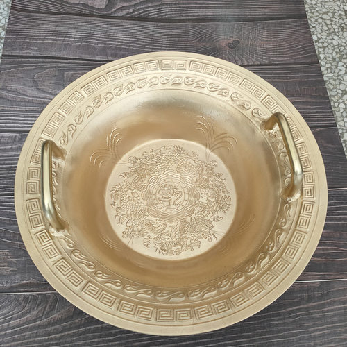 仿古龙洗盆婚庆铜盆聚宝盆洗脸洗脚黄铜盆鱼洗金盆洗手浴佛共振盆 - 图1