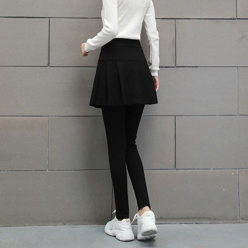 假两件裙2021秋冬条纹字母打底裤 紫碧萝打底裤