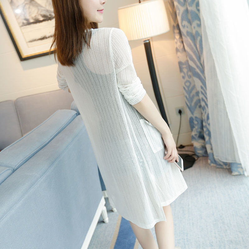 春夏新款薄外套中长款修身空调衫 亮装丽人蕾丝衫/雪纺衫