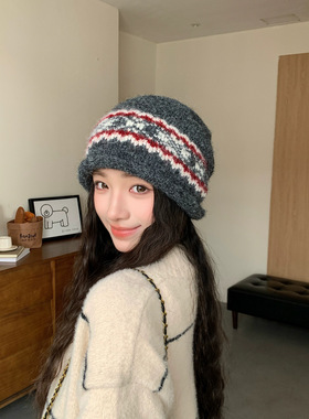 帽子川西女款秋冬季大头围毛线帽