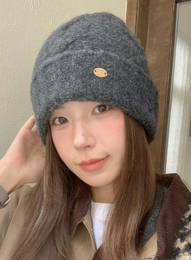 韩系简约复古麻花针织帽女秋冬保