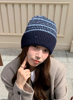 2026新款韩系复古提花针织帽女秋